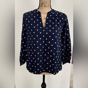 Old Navy Dark Blue Blouse with White Dots
